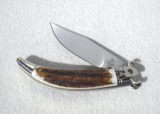 NEW A.G.A. CAMPOLIN SHELL PULLER LEVER LOCK GENUINE STAG NICKEL SILVER BOLSTERS 