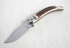 NEW A.G.A. CAMPOLIN SHELL PULLER LEVER LOCK GENUINE STAG NICKEL SILVER BOLSTERS 