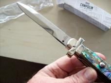 A. G. A. Campolin  Lever Maltese Cross Bayonet Large 9 Incher Lockback W/Real Abalone Shell NIB