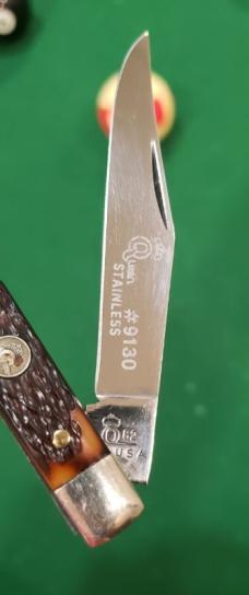 Vintage Queen Steel #9130 USA, Nice Jigged Delrin Handles, Easy Open Knife, Q82 Vintage Queen Steel #9130 USA, Nice Jigged Delrin Handles, Easy Open Knife, Q82