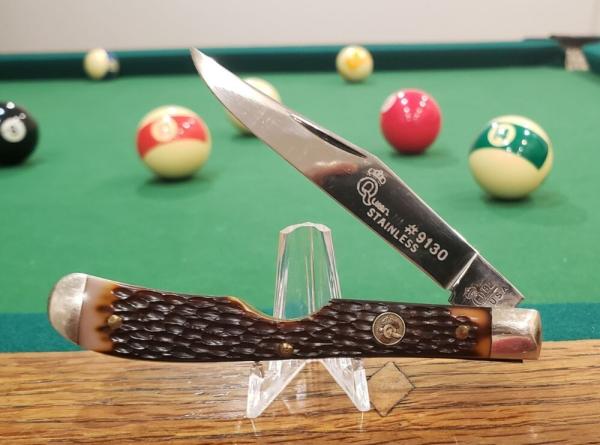 Vintage Queen Steel #9130 USA, Nice Jigged Delrin Handles, Easy Open Knife, Q82 Vintage Queen Steel #9130 USA, Nice Jigged Delrin Handles, Easy Open Knife, Q82