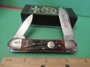 Queen Amber Carved Stag Bone Canoe Pattern # 64