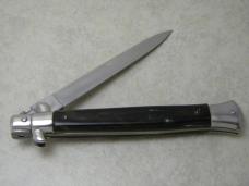 INOX 11" Bolster Lock Italian Horn Stiletto Switchblade Knife