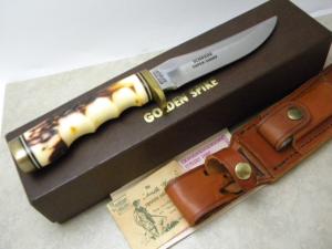Uncle Henry Schrade + USA 153UH Staglon Super-Sharp Golden Spike Fixed Blade Sheath Knife in Box