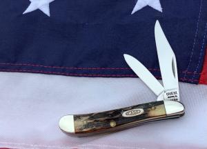 Case xx 1992 Peanut Knife (MDL# 5220 SS) w/ Great Stag Handles -NOS in M/NM Condition