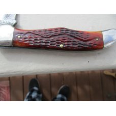 REDUCED PRICE!!! 1940-1964 CASE XX  6165SAB PRETTY  RED WORM GROOVED HANDLES 