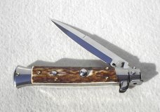 NEW F.LLi FRANK BELTRAME COLTELLERIE 9" GENUINE EUROPEAN STAG ITALIAN STILETTO -  WITH BOX