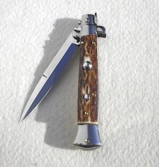 NEW F.LLi FRANK BELTRAME COLTELLERIE 9" GENUINE EUROPEAN STAG ITALIAN STILETTO -  WITH BOX