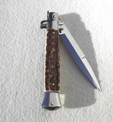 NEW F.LLi FRANK BELTRAME COLTELLERIE 9" GENUINE EUROPEAN STAG ITALIAN STILETTO -  WITH BOX