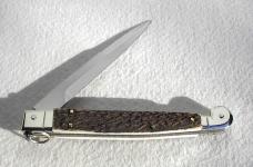 NEW AGA CAMPOLIN 12" ITALIAN SICILIANO STAG RING PULL 4 MILLIMETER BLADE, NICKEL SILVER BOLSTERS 