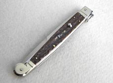 NEW AGA CAMPOLIN 12" ITALIAN SICILIANO STAG RING PULL 4 MILLIMETER BLADE, NICKEL SILVER BOLSTERS 