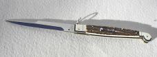 NEW AGA CAMPOLIN 12" ITALIAN SICILIANO STAG RING PULL 4 MILLIMETER BLADE, NICKEL SILVER BOLSTERS 