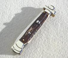 NEW A.G.A. CAMPOLIN 9" MALTESE GENUINE STAG MODIFIED BAYONET BLADE NICKEL SILVER BOLSTERS - W/POUCH