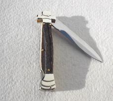 NEW A.G.A. CAMPOLIN 9" MALTESE GENUINE STAG MODIFIED BAYONET BLADE NICKEL SILVER BOLSTERS - W/POUCH
