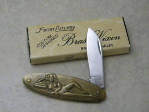Frost Cutlery  Brass Vixen Folding Knife  NIB