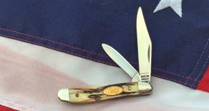 Case xx 1992 Peanut Knife (MDL# 5220 SS) w/ Great Stag Handles & Gold Case xx Shield -NOS in M/NM
