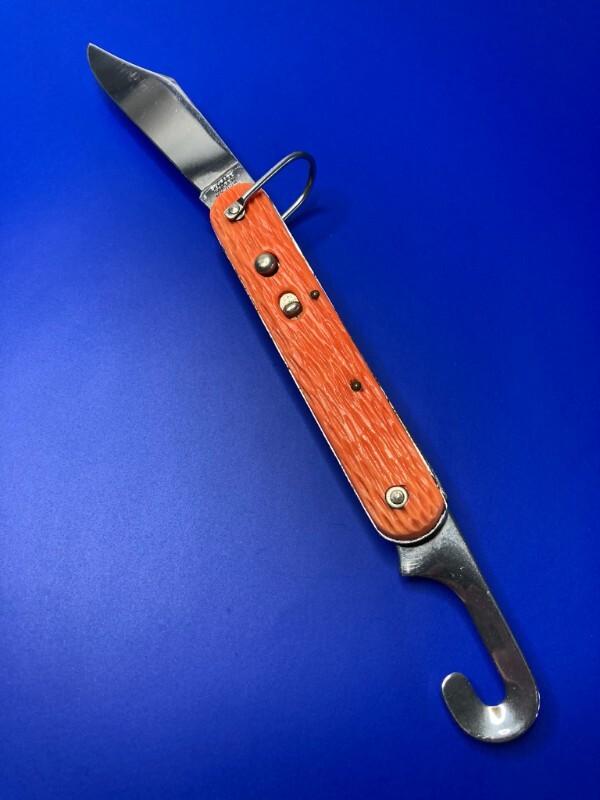 SCHRADE WALDEN N.Y. ORANGE PARATROOPER AUTO KNIFE (NEEDS REPAIRS)