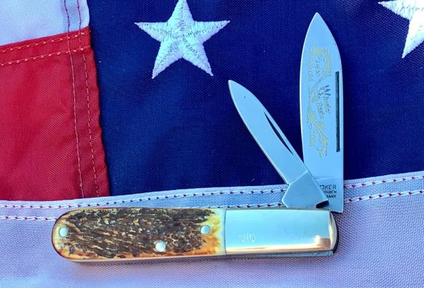 Vintage Boker (Tree Brand) 2 Blade Barlow (2008 wheeler basin Knife club) w/ Great Stag Handls Vintage Boker (Tree Brand) 2 Blade Barlow (2008 wheeler basin Knife club) w/ Great Stag Handls