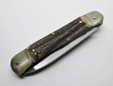 Vintage Hubertus Rostfrei "Springer" Solingen Germany Pocket Knife Lever Lock Buckhorn Stag