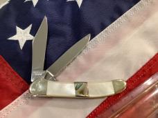 1980 Taylor Cutlery (elk horn) Copperhead w/ Mother of Pearl w/ Abalone Inlay in Handles -NOS