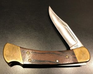 Vintage 1980s Buck 110 "Four Dot" with Banana Sheath
