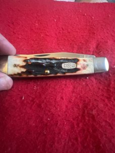 1997 Case XX USA 3 Dots R5254 SS Super Fat & Gnarly Red Stag Handle Trapper With Two Stainless Blads