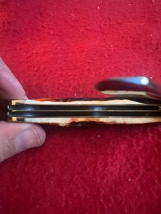 1997 Case XX USA 3 Dots R5254 SS Super Fat & Gnarly Red Stag Handle Trapper With Two Stainless Blads