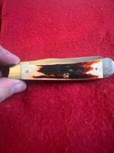 1997 Case XX USA 3 Dots R5254 SS Super Fat & Gnarly Red Stag Handle Trapper With Two Stainless Blads