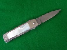 RARE CUSTOM Ralph Dewey Harris (Deceased) Double Action Switchblade Pearl, Damascus, Abalone RARE CUSTOM Ralph Dewey Harris (Deceased) Double Action Switchblade Pearl, Damascus, Abalone