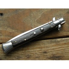 BRAND NEW, UNUSED FRANK BELTRAME 11" AUTOMATIC SWITCHBLADE STILETTO WITH GENUINE BUFFALO HORN SCALES BRAND NEW, UNUSED FRANK BELTRAME 11" AUTOMATIC SWITCHBLADE STILETTO WITH GENUINE BUFFALO HORN SCALES