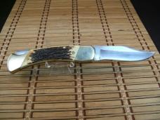 SCHRADE UNCLE HENRY LB8 PAPA BEAR USA LARGE FOLDING POCKET KNIFE SERIAL NO. 48515 & ORIGINAL SHEATH