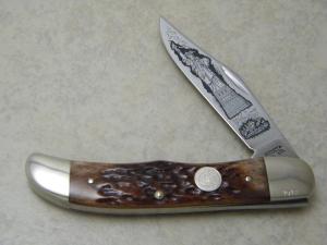 Schrade + USA LTD New York Museum Sterling Bone Folding Hunter Knife 