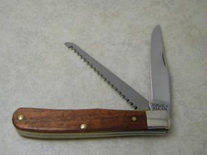 Schrade + USA LTD Wood Bear Head Saw Blade Wood Linerlock Trapper Knife 