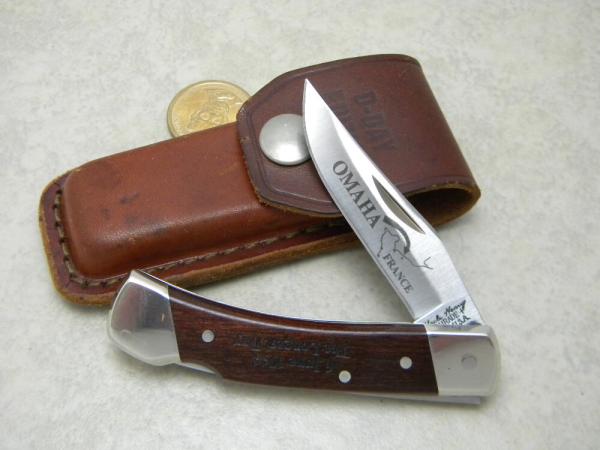 Uncle Henry Schrade+ LB5 USA "D Day Edition" Wood Lockback Knife in Leather Pouch Uncle Henry Schrade+ LB5 USA "D Day Edition" Wood Lockback Knife in Leather Pouch
