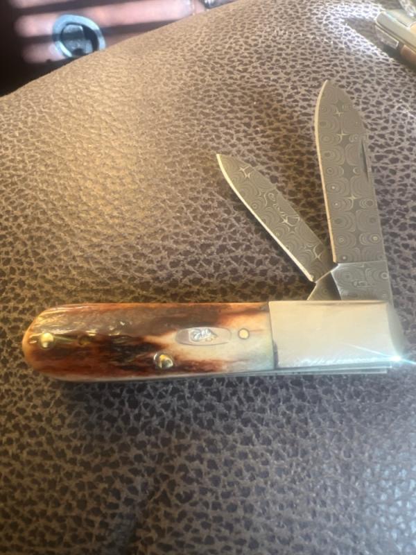 2008 Case XX USA 52009 DAM Super Fat & Gnarly Stag Handle Barlow With Two Tear Drop Damascus Blades