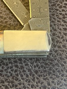2008 Case XX USA 52009 DAM Super Fat & Gnarly Stag Handle Barlow With Two Tear Drop Damascus Blades