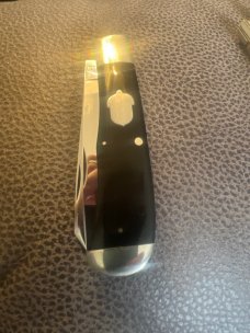 1998 A G Russell Springdale Arkansas Ebony Handle Equestrian Knife With Acorn Shield And Two Blades