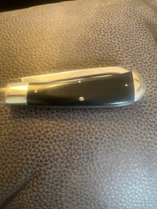 1998 A G Russell Springdale Arkansas Ebony Handle Equestrian Knife With Acorn Shield And Two Blades