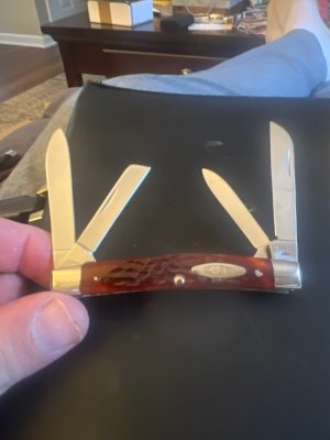 1974 Case XX USA 6 Dots Beautiful Red Bone Handle Congress With Four BladeS And Nickel Silver Bolste