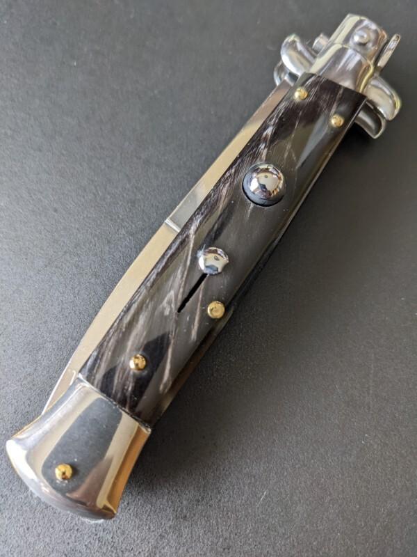 FRANK BELTRAME 23CM 9" BAYONET AUTO IN BUFFALO HORN...NEW FRANK BELTRAME 23CM 9" BAYONET AUTO IN BUFFALO HORN...NEW