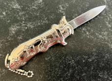 Vintage Miniature Out The Front (OTF) Switchblade Knife With Original Box & Keychain, Unused 