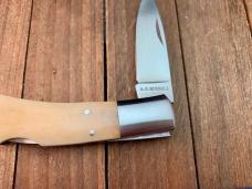 A.G. Russell Lockback Smooth White Bone ATS-34 Stainless Steel Seki Japan 