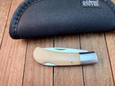 A.G. Russell Lockback Smooth White Bone ATS-34 Stainless Steel Seki Japan 