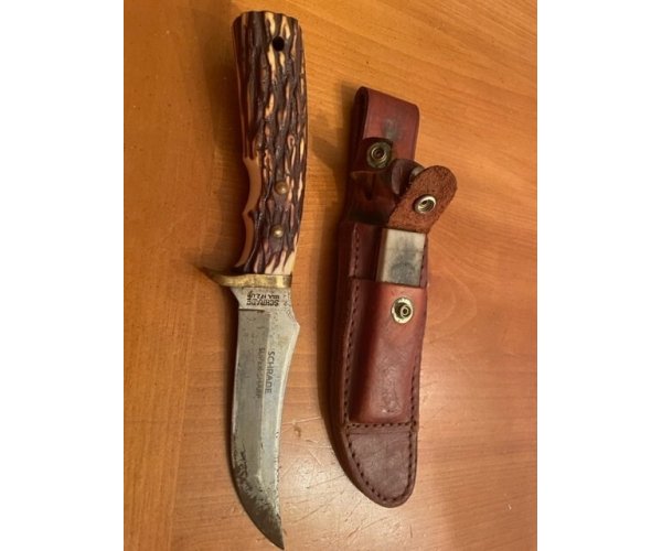 Vintage Uncle Henry Schrade USA 172 Wildcat Hunting knife and leather