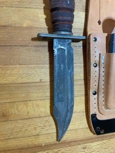 Vintage Ontario 2/80 military Pilot survival knife and original leather sheath
