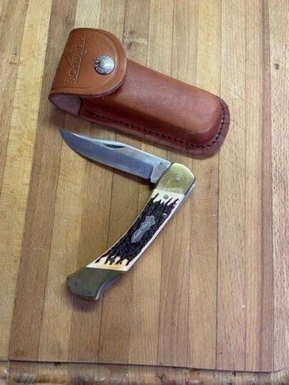 Schrade + USA Uncle Henry LB8 Folding Knife w/ Sheath PAPA BEAR