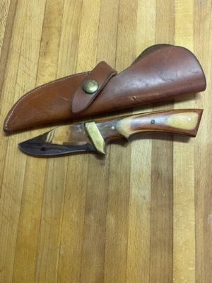 Vintage Hilman #168 hunting knife and leather sheath