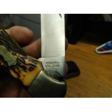 Vintage USA Schrade Uncle Henry 127UH folding hunter knife with leather sheath Vintage USA Schrade Uncle Henry 127UH folding hunter knife with leather sheath