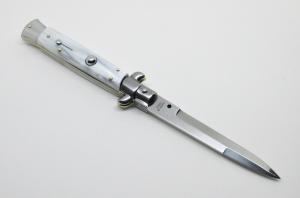 9" Automatic Switchblade Stiletto - White Imitation Mother of Pearl - Made in Italy