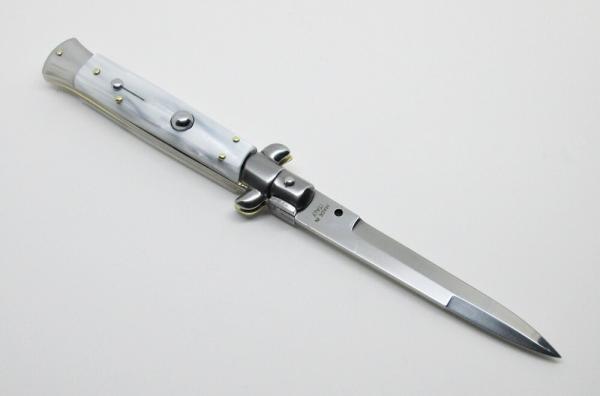 9" Automatic Switchblade Stiletto - White Imitation Mother of Pearl - Made in Italy